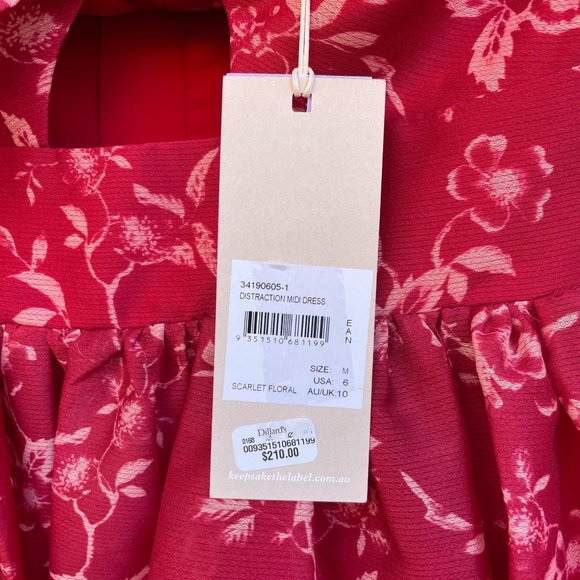 Keepsake Distraction Midi Dress Floral Strapless Cutout Size Medium Sz M US 6 - Picture 7 of 8